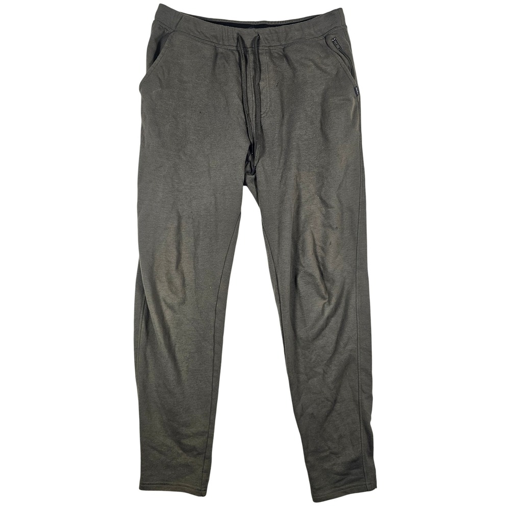 Eddie Bauer Lounge Mens M Joggers Olive‎ Green Drawstring Sweatpants Zip Pocket